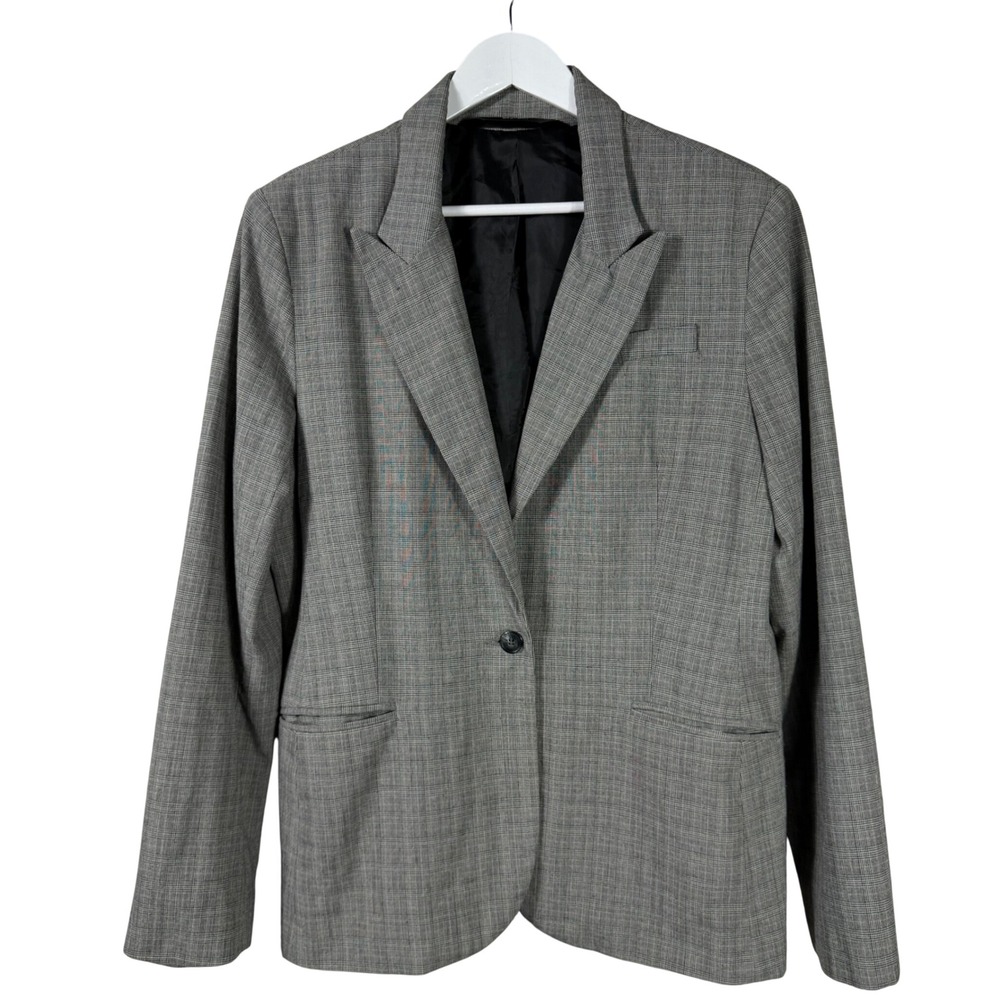 Norma Kamali Womens Grey Glen Plaid Single Button Peak Lapel Blazer Jacket 18